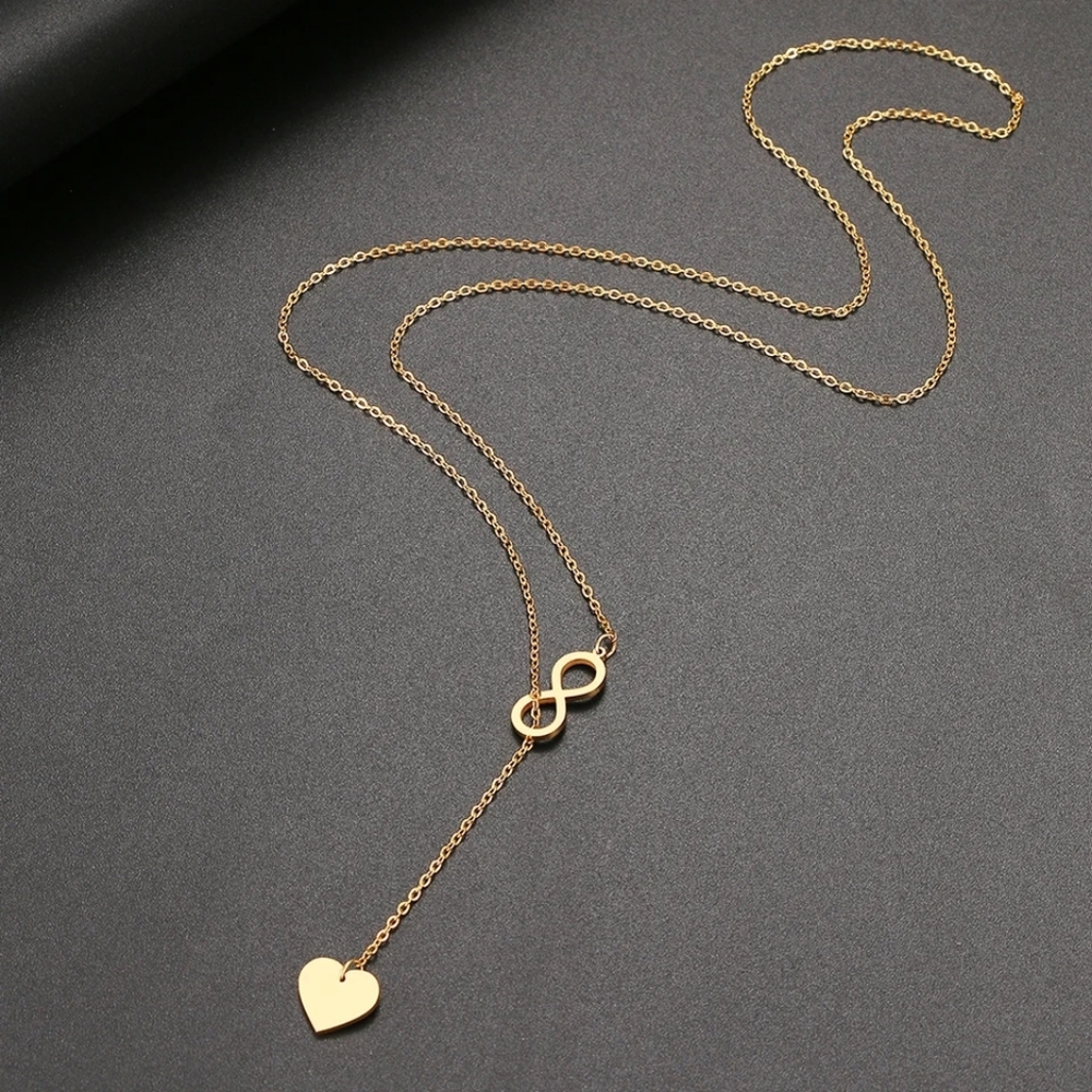 Heart & Eternity Shape Long Pendant Necklace